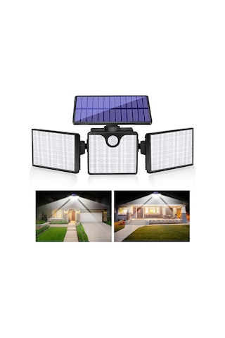 Dofolink Güneş Enerjili 266led Dış Mekan Lambası, Üç Ayağlı Duvar Tipi, İnsan Algılama + Işık Kontrol + Uzak Kumanda, 400lm, Ip65 Su Geçirmez Bahçe Aydınlatması