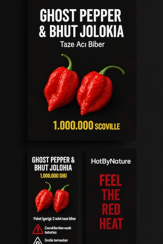 Ghost Pepper & Bhut Jolokia 1 Milyon Scoville Gerçek Taze Acı Biber