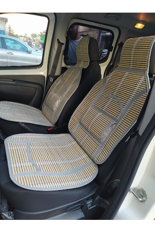 Oto Hasır Bambu Minder Ön İkili Takım Bel Destekli Terletmez Wf-1066-gri