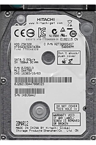 Hitachi Z5K320 2.5" 250 GB 5400 RPM SATA 3 Notebook HDD Hitachi Z5K320 2.5" 250 GB 5400 RPM SATA 3 Notebook HDD
