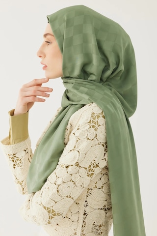 Mirsoy Scarf Dama Desen İpeksi Jakar Şal Yeşil