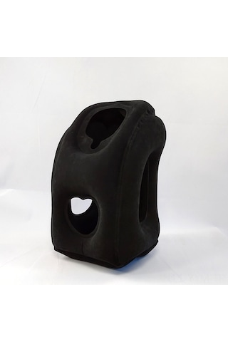 Geeksen Pvc Şişme Seyahat Yastığı - Hızlı Tren Ve Araç Koltukları İçin Konforlu Boyun Desteği Siyah Ürün + Depolama Çantası