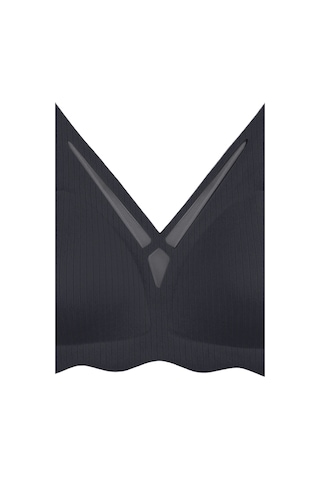 Balensiz Lazer Dikişsiz Dilim Detaylı Dekolteli Sütyen Siyah