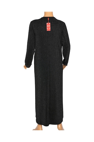 Hesna Kadın Berke Büyük Beden Sim Detaylı Boydan Siyah Elbise Siyah