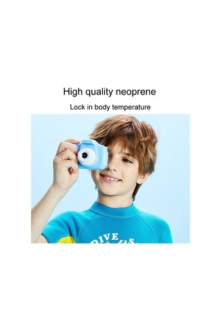 Dıve & Saıl 2.5mm Kısa Kollu Tek Parça Sıcak Çocuklar Wetsuit Şnorkel Soğuğa Dayanıklı Mayo Lacivert