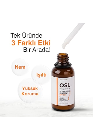 OSL Omega Skin Lab Hydra Shine Sun Nemlendirici Güneş Koruyucu Serum SPF50 30 ML