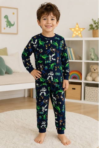 Durukoza %100 Pamuk Erkek Çocuk Pijama Takımı 4 Mevsim Siyah