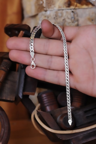 Encili Silver 925 Ayar Gümüş Örgü Model Zincir Bileklik