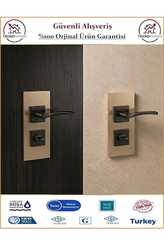 Grossavm Bravo Rozetli Wc Banyo Kapı Kolu - Mat Siyah - 1 Takım Ön Ve Arka