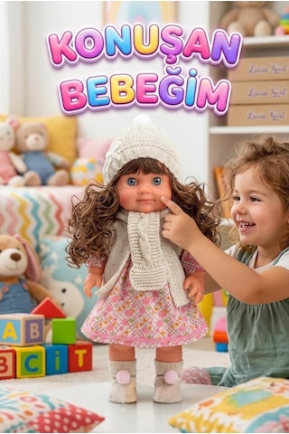 Lucia Girl Konuşan 35 Cm - Etkileşimli Kolları Bacakları Ve Kafası Et Kutulu Atkılı Oyuncak Bebek 79003860