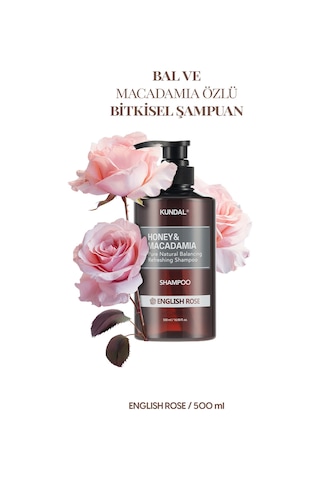 Kırılma Karşıtı Besleyici Bakım Şampuanı Kundal Honey & Macadamia Nature Shampoo 500ml English Rose