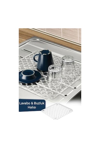Yeni Nesil Kare Lavabo Ve Buzluk Matı Şeffaf Lavabo Halısı 32 X32 Cm Beyaz