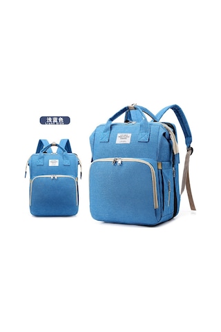 Usb Portlu Bebek Bakım Çantası Yataklı Fonksiyonel Sıvı Geçirmez Puset Askılı Anne Çantası Bebek Çantası Yataklı Bebek Bakım Çantası Açık Mavi