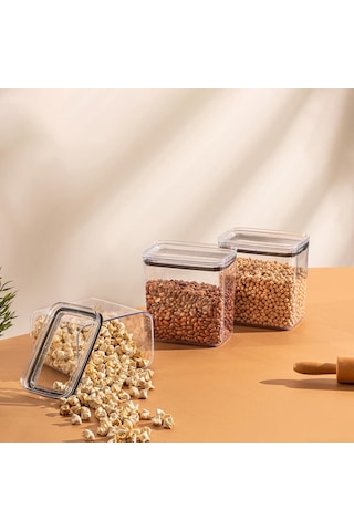Geseus Dikdörtgen Hava Geçirmez Erzak Saklama Kabı 6 Adet 2100 Ml Şeffaf