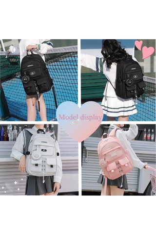 Yifomall Yüksek Kaliteli Nilon Vintage Çanta, Omuz Baskısını Azaltan Kordonlu Tasarım, İki Yan Cep Ve Organize Ön Bölüm, Üniversite/ortaokul Kız Çantası Siyah 9582 Çok Renkli