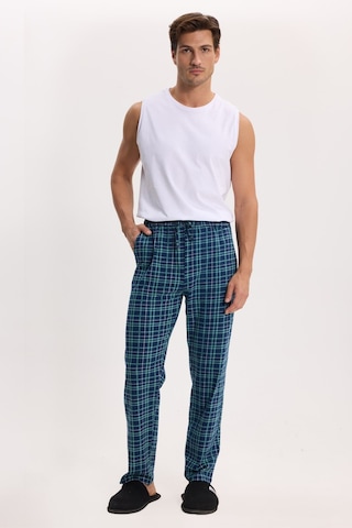 Tudors Erkek Standart Fit Normal Kesim Pamuklu Kareli Beli Bağcıklı Cepli Lacivert Pijama Altı-51263