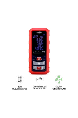 Dawreek Mesafe Ölçer H01 Red 80 Metre Dijital El Tipi Mesafe Ölçüm Cihazı