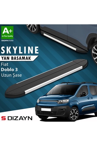 S-dizayn Fiat Doblo 3 Uzun Şase Skyline Aluminyum Yan Basamak 213 Cm 2023 Üzeri A+ Kalite