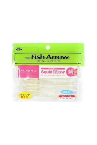 Fish Arrow Flash J Squid 9cm Sw 06 Clear Dot Glow Silikon Kalamar 5 Adet