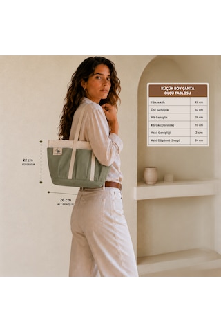 Bordglow Novaglow Design Serisi Küçük Boy - Siyah - Premium Kanvas Çanta - Tote Bag 9 Cep - Fermuarlı 32x22x10 Cm Füme