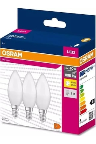 Value Clb60 7 5w 827 3 Lü E14 Duy Sarı Işık 2700k Led Mum Ampul Diğer