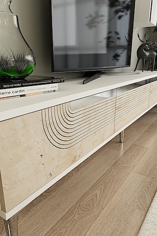 Tvr1803bts - Meyra Tvr180 Ünitesi Takım Beyaz-traverten-sılver 180cm Beyaz-traverten-sılver