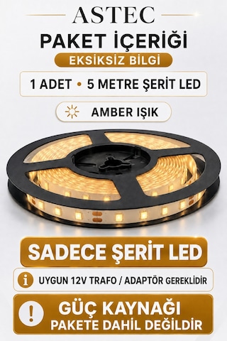 Astec 12v Şerit Led 5 Metre / 10 Metre Yapışkanlı Kesilebilir İç Mekân Aydınlatma Trafo Hariç Bütün Renkler 48546284