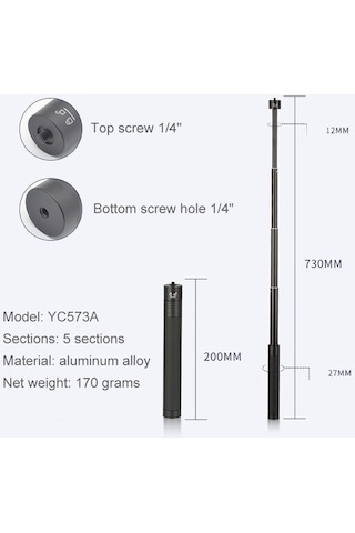 Tongxida Yc573a Selfie Uzatma Çubuğu, Feiyu G5/spg/wg2 Gimbal İçin
