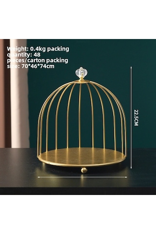 Yunboo Altın Tek Katlı Demir Sanatı Kuş Kafesi Desenli Masaüstü Dolap - Banyo Kozmetik, Bakım Ürünü Ve Parfüm Organizerı - Dönebilen Dekoratif Saklama Çözümü Diğer