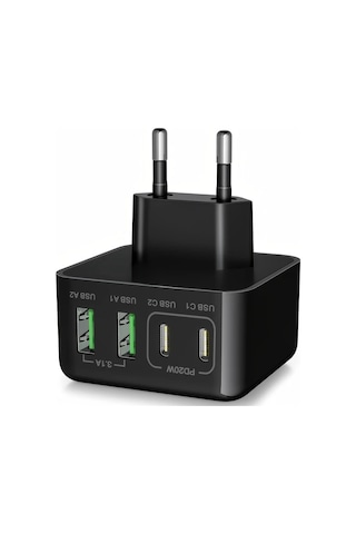 Xuweiwei Sancomo 2025 Yeni Model 40w 4 Portlu Usb C Hizli Sarj Adaptoru Hnt Pd3509 Siyah Ab Fisli İphone Uyumlu İpad Airpods İcin Siyah