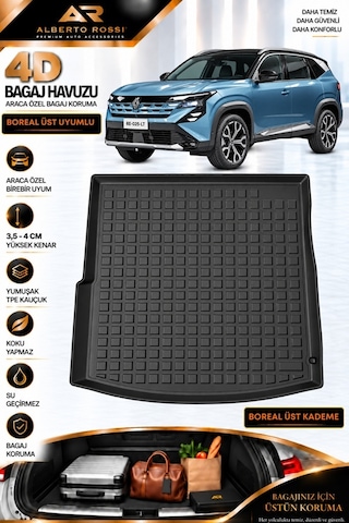Renault Boreal 2026 - 2026 Üst Kısım Araca Özel 3d Bagaj Havuzu