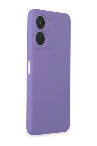 Vivo Y16 Kılıf First Silikon - Lila Düz Renkli