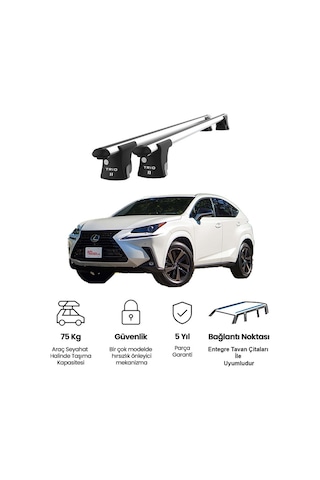 Trio-ıı Lexus Nx300 2015ve Sonrası Uyumlu Kilitli Ara Atkı 120cm Port Bagaj Tavan Barı