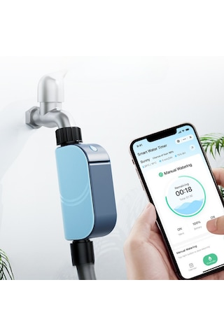 Wifi Pilli Akış Ölçerli Akıllı Su Vanası Tuya, Smart Life Uyumlu