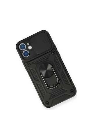 Newface Apple iPhone Uyumlu 11 Kılıf Pars Lens Yüzüklü Silikon Glblseme - 67 - Siyah