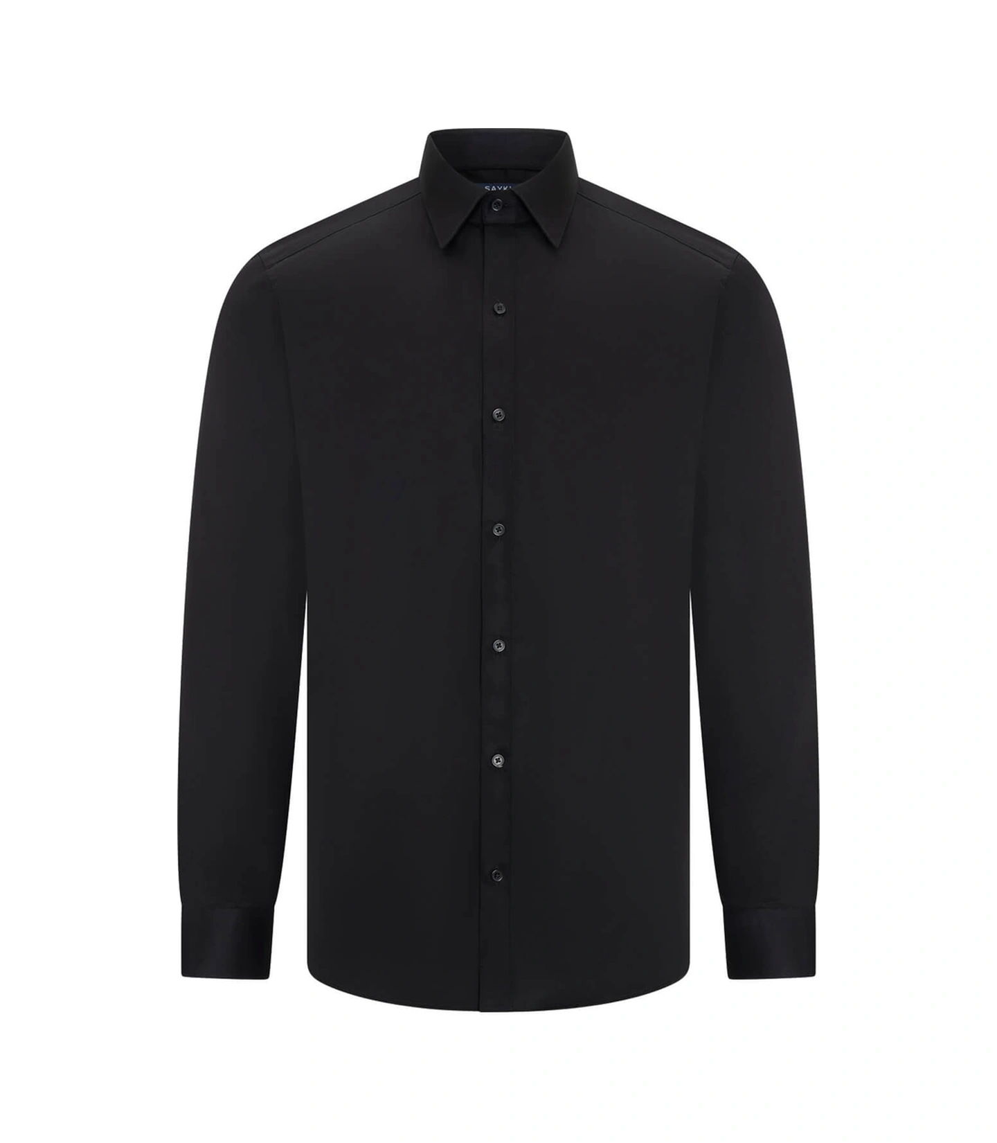 Hatemoğlu Siyah Slim Fit Açık İtalyan Yaka Uzun Kollu Saten Gömlek Siyah