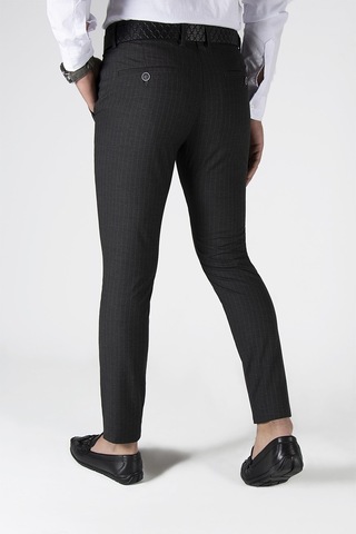 Terapi Men Erkek Slim Fit Dik Çizgili Italyan Kesim Keten Pantolon 21k-2200420-2 Siyah Siyah