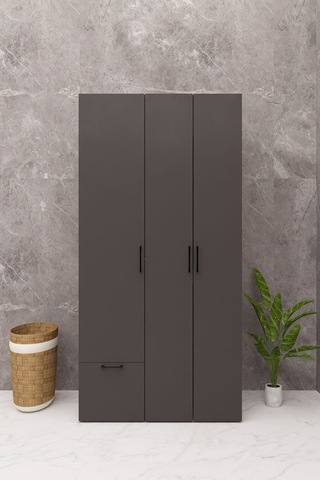 Mdf Çamaşır Makinesi Ve Kurutma Makinesi Dolabı Ütü Masalı Kapaklı Antrasit