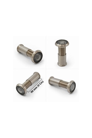 Rivax Mat Antik Sarı Halka Tak Tak Ve Saten Kapı Dürbünü 50x90 Mm