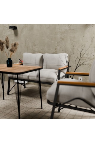 Mb Garden Furnıture Simetri Model, Balkon, Bahçe, Cafe, Metal Koltuk Takımı, Bahçe Takımı , Çay Seti, 2 1 1 Masa Krem