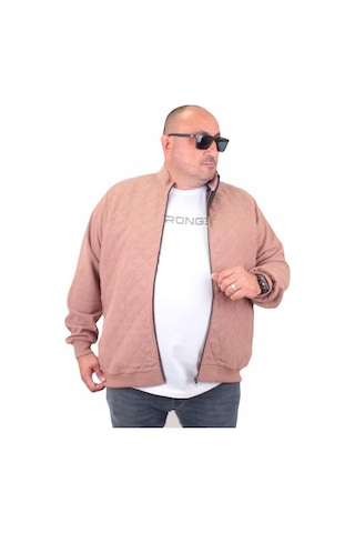 Starbattal Büyük Beden Fermuarlı Hırka Diamond 23281 S.Kahve-S.Kahve