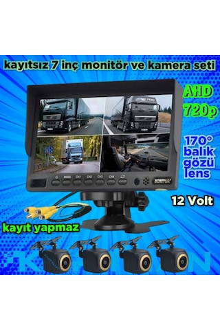 7 İnç Kayıtsız Ekran Ve 4 Adet Ahd 720p Balık Gözü 170'' Kamera