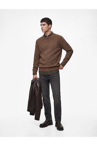 Koton Regular Fit Uzun Kollu Bisiklet Yaka Triko Kazak Vizon 6wam70077ht Vizon