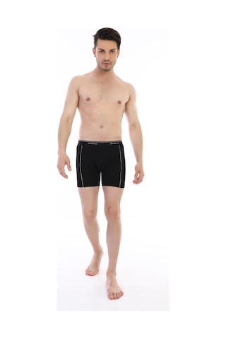 Çift Kaplan Erkek Elastanlı Biyeli Siyah Uzun Boxer 855 Siyah