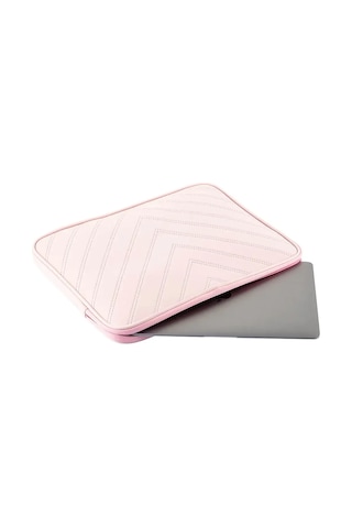 Notebook Laptop Apple Uyumlu MacBook Çantası Suni Deri 13"-13.6" İnç - 800-düz Açık Pembe