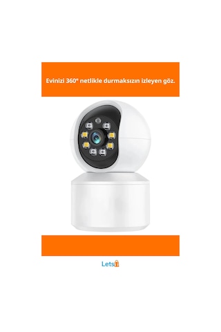 Uygulama Destekli Wi Fi Ev Güvenlik Kamerası Hd Gece Görüşlü 360 Derece Panoramik