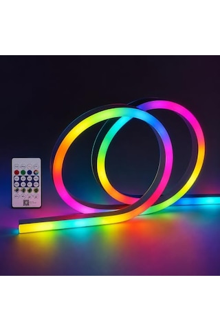 Ct-4567 Pixel Neon Led Set 5 Metre Rgb Kumandalı Esnek Şerit Işık İç Ve Dış Mekan Dekoratif Aydınlatma