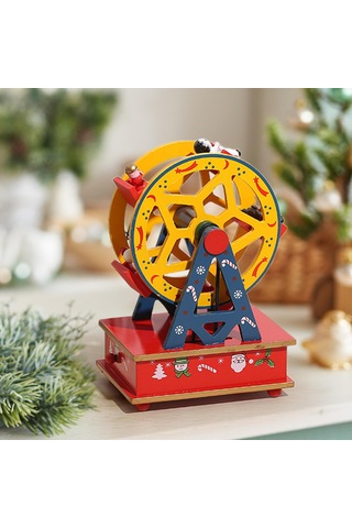 Suntek Yılbaşı Müzik Kutusu Tekerlek Masaüstü Süsü Sarı
