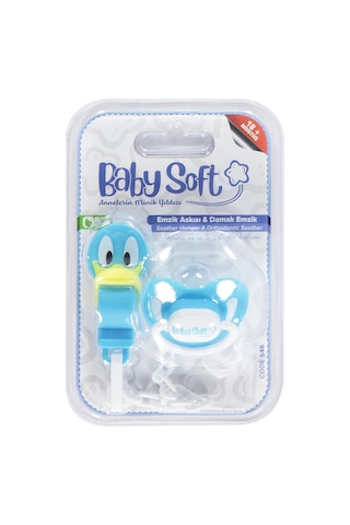 Babysoft Fıgurlu Emzık Askısı ve Damaklı Emzık No:3 - Mavi