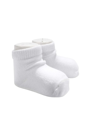 Bebegen Unisex Ekru Düz Patik Çorap 0-6 Ay Çok Renkli